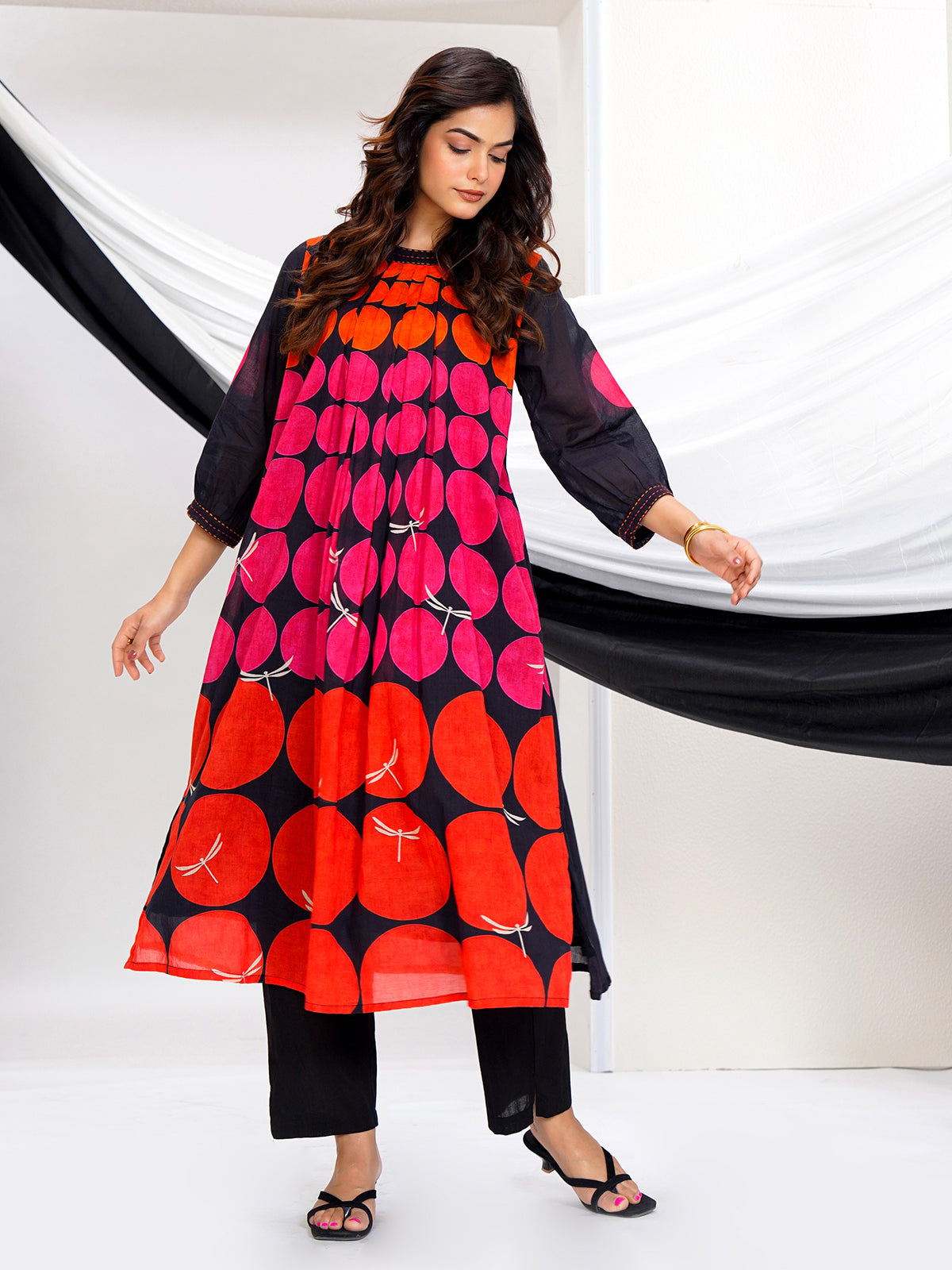 Multicolor georgette silk printed kurti set for casual wear