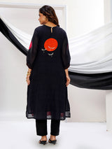 Multicolor georgette silk printed kurti set for casual wear