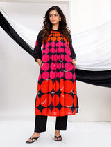 Multicolor georgette silk printed kurti set for casual wear