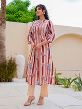 Off white wine georgette floral kurti set for festive
