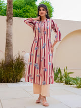 Off white wine georgette floral kurti set for festive