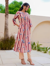 Off white wine georgette floral kurti set for festive