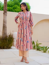 Off white wine georgette floral kurti set for festive