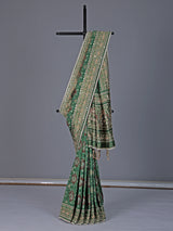 Green art patola silk saree with elephant motif design