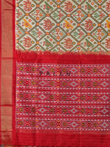 Off white pure hyderabadi patola silk saree with contrast border