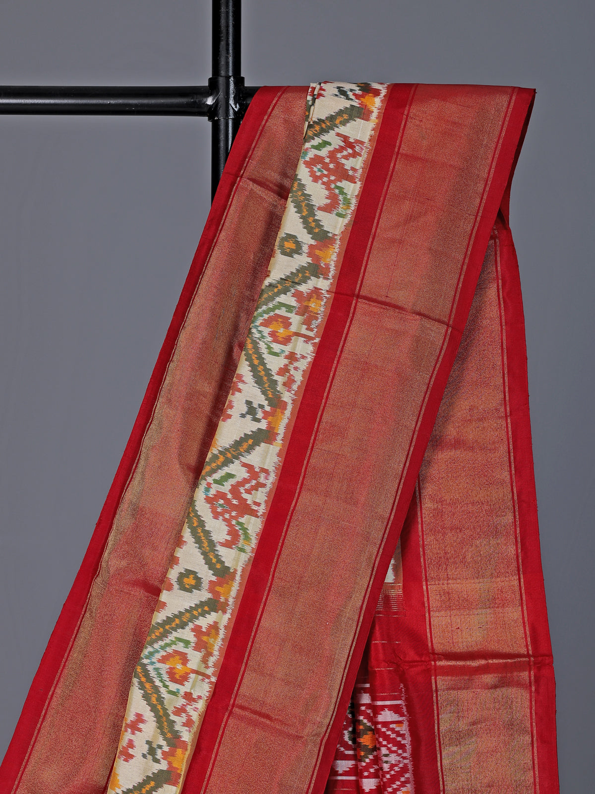 Off white pure hyderabadi patola silk saree with contrast border