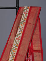 Off white pure hyderabadi patola silk saree with contrast border