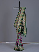 Purple and green art patola silk saree with motif design