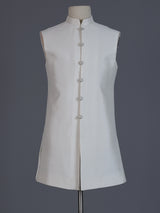 Cream raw silk embroidered indowestern