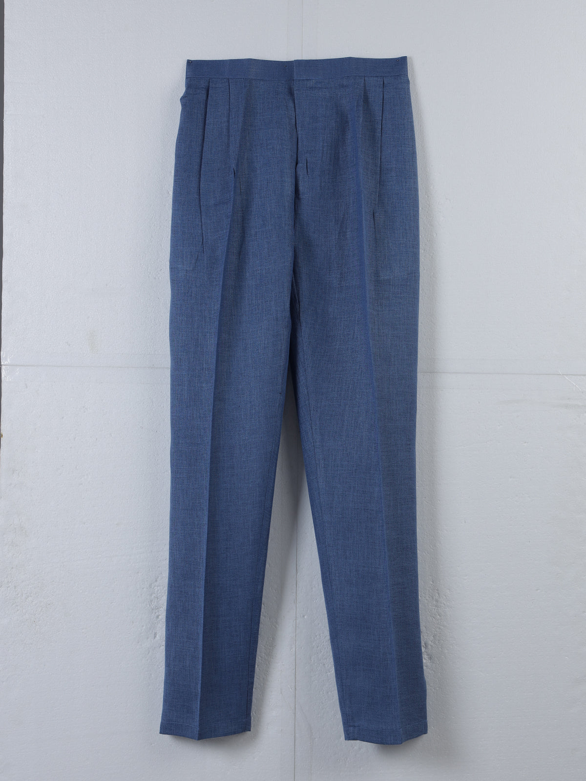 Blue linen waistcoat set with chinese collar
