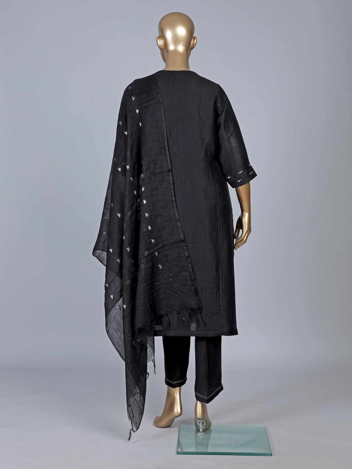 Black silk zardosi work straight festive salwar suit
