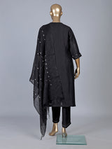 Black silk zardosi work straight festive salwar suit