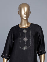 Black silk zardosi work straight festive salwar suit