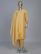 Yellow silk zardosi work straight festive salwar suit