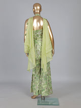 Mint green crepe silk floral palazzo suit