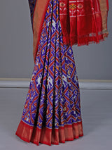 Purple patola silk saree with contrast zari border