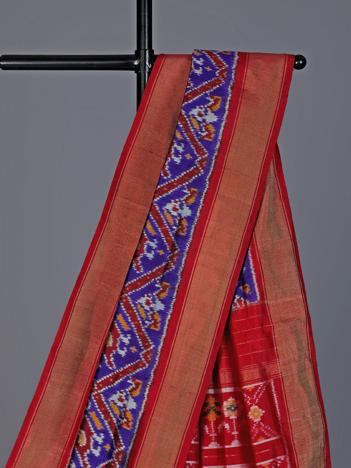 Purple patola silk saree with contrast zari border