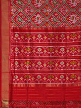 Red patola silk saree with contrast zari border