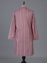 Pink cotton silk printed kurta suiit for festive wear
