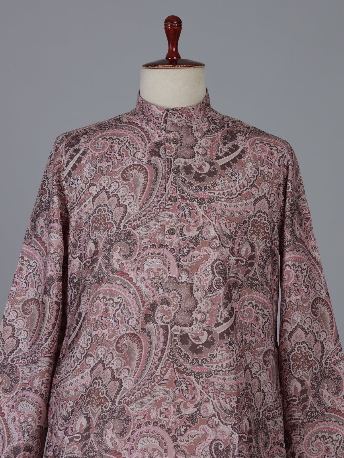Light brown printed silk kurta suiit