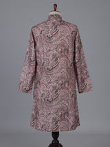 Light brown printed silk kurta suiit