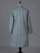 Light blue cotton silk kurta suiit with prints