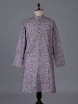 Lavender cotton linen printed kurta suiit