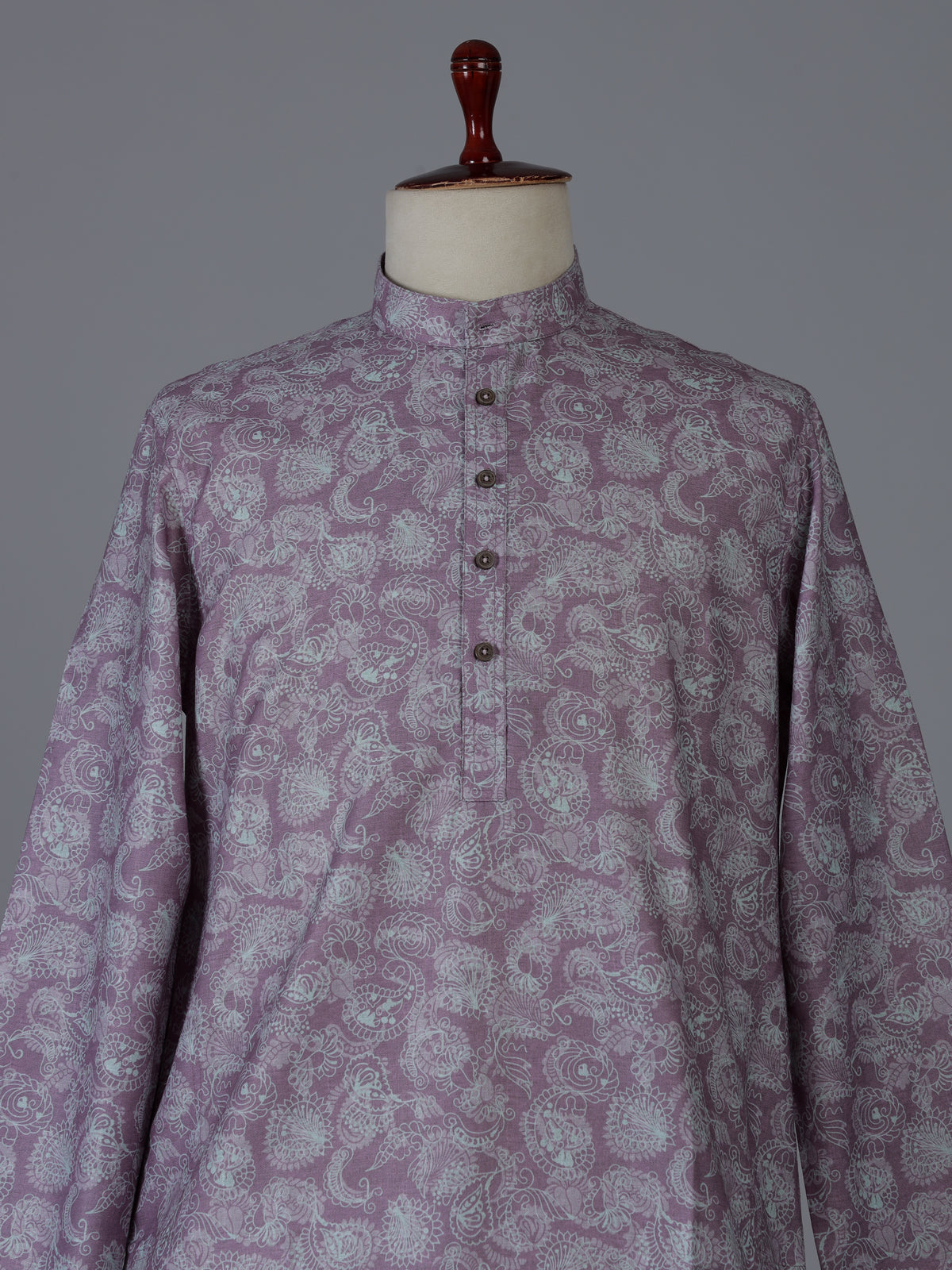 Lavender cotton linen printed kurta suiit