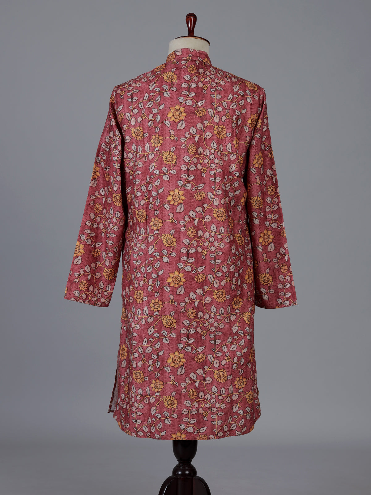 Maroon floral printed silk kurta suiit