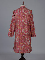 Maroon floral printed silk kurta suiit