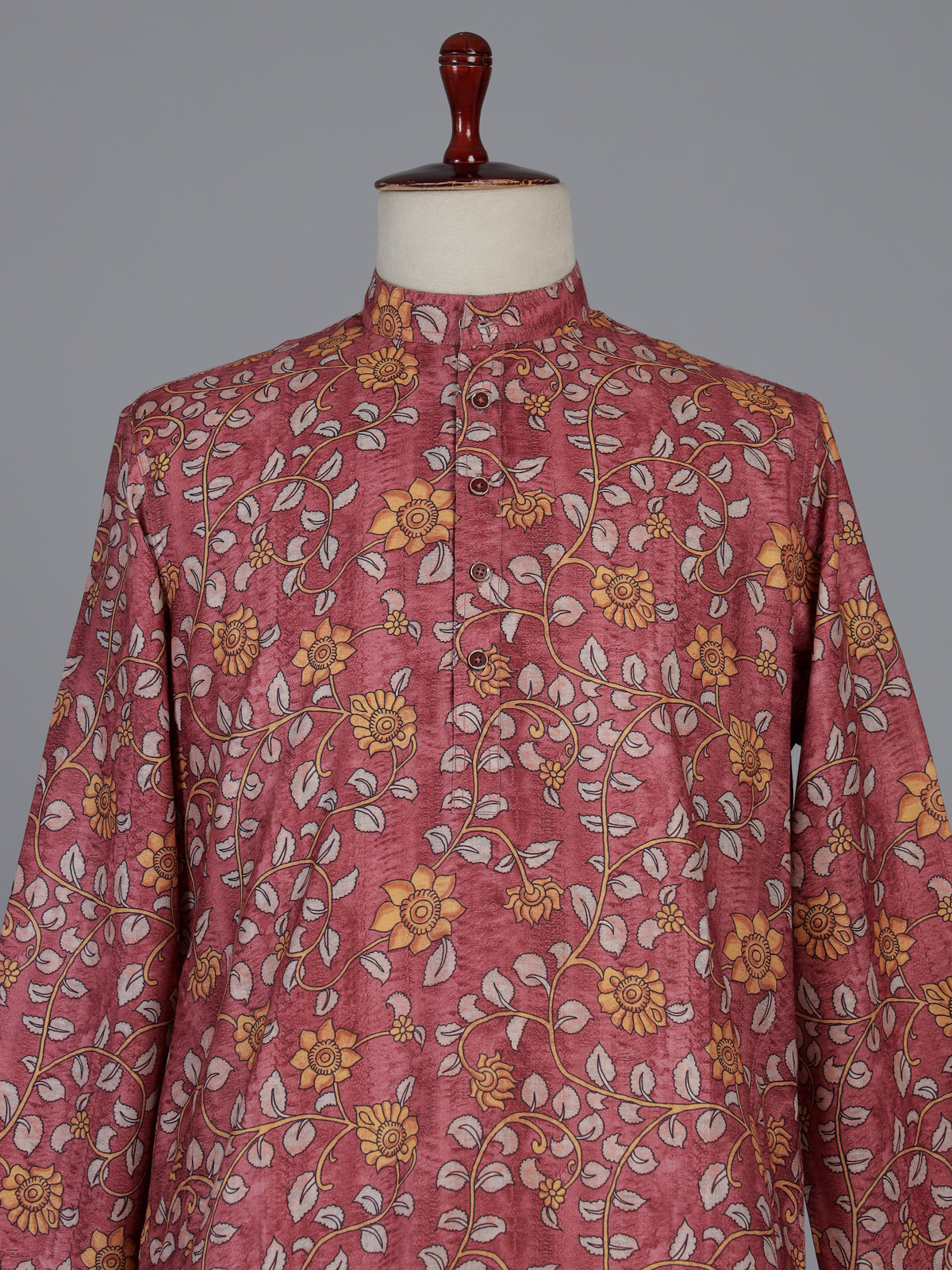 Maroon floral printed silk kurta suiit