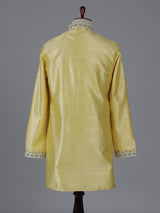Yellow silk kurta suiit with aabla and embroidery design