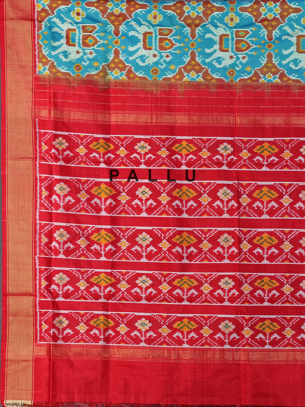 Sky blue patola silk saree with zari border