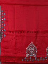 Maroon semi cotton saree with aabla work