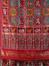 Maroon patola silk saree with zari pallu design