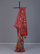 Maroon patola silk saree with zari pallu design