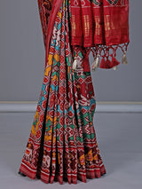Maroon patola silk saree with zari pallu design