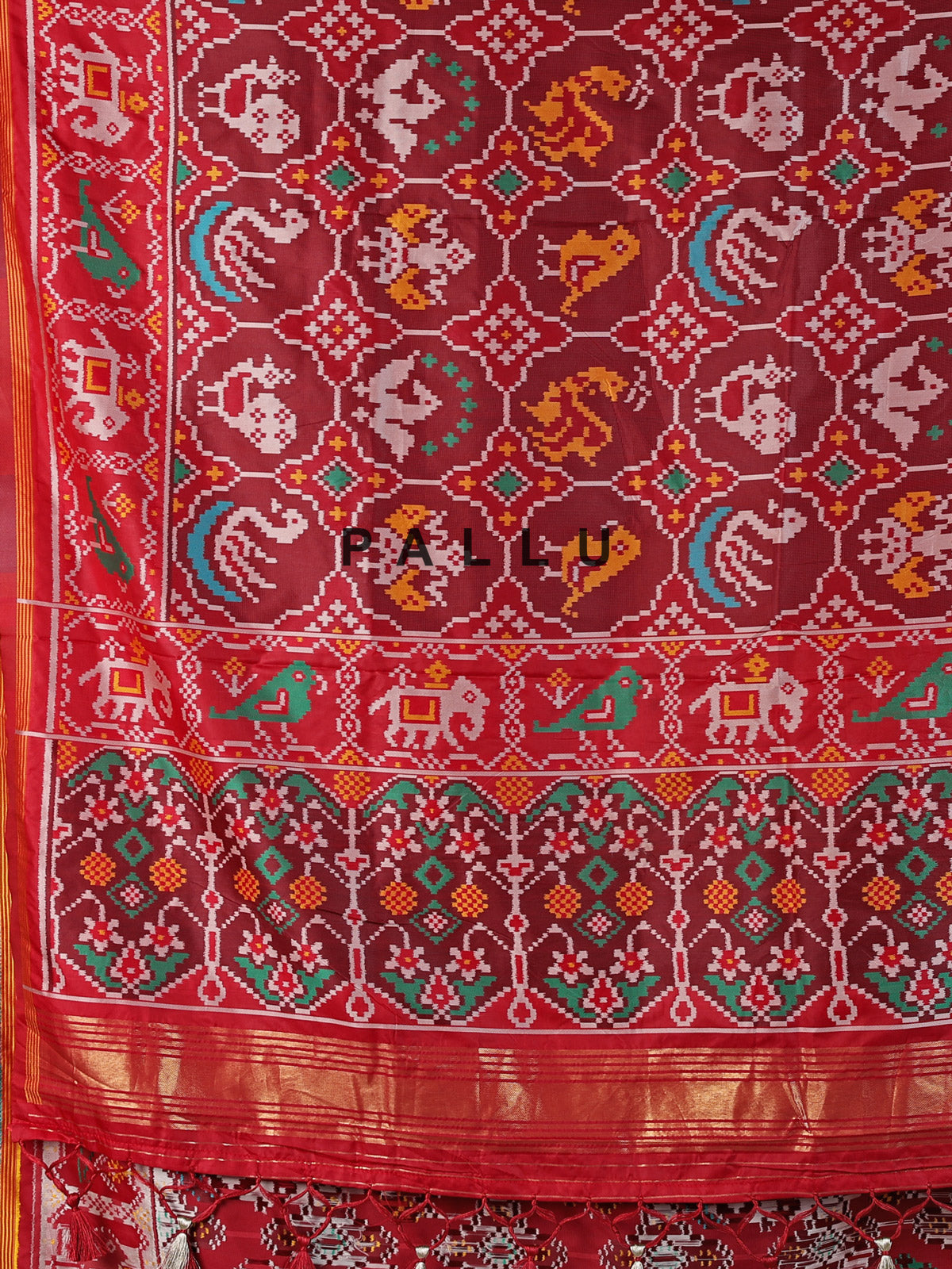 Wine patola silk saree with elegant zari pallu