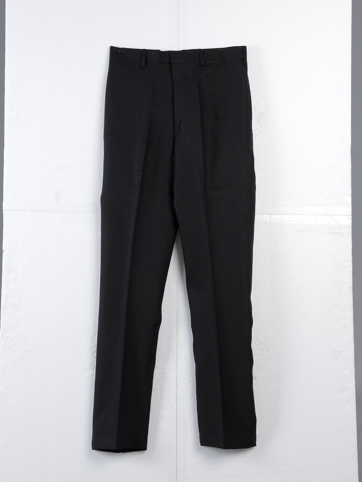 Black linen waistcoat set with floral embroidery