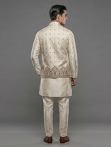 Beige silk waistcoat set with embroidered and sequins