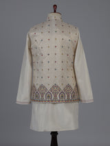 Beige silk waistcoat set with embroidered and sequins