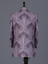 Purple silk embroidered work indowestern suit