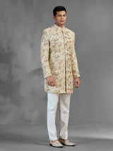 Regal gold raw silk indo western with zardosi detailing