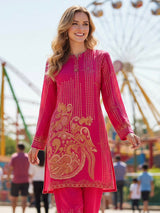 Deep pink georgette co ord set for festive wear