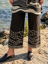 Black cotton silk printed co ord set for casual wear