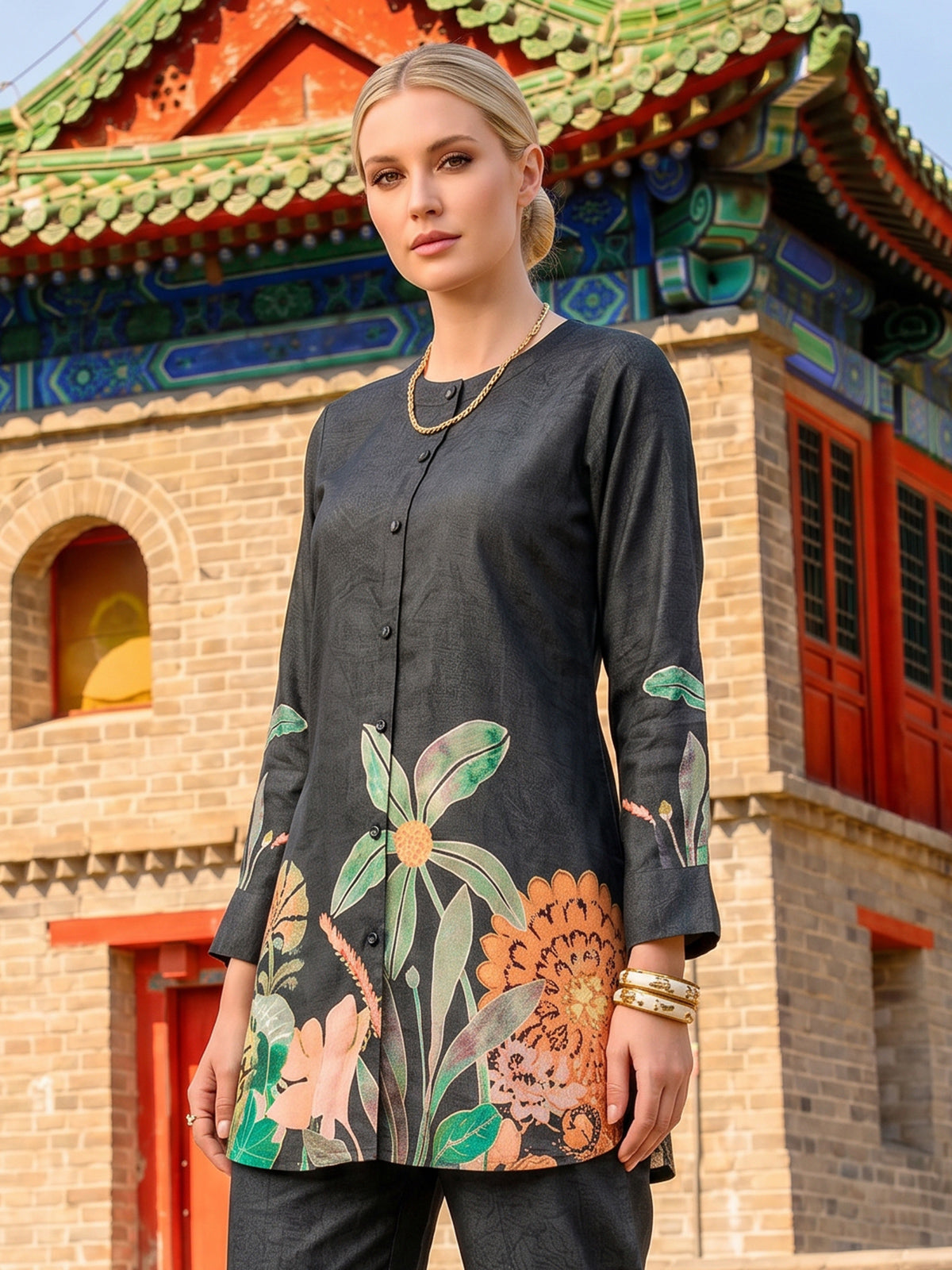 Charcoal grey cotton silk co ord set for casual wear