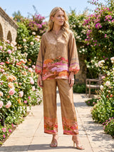 Beige printed cotton silk co ord set for everyday style