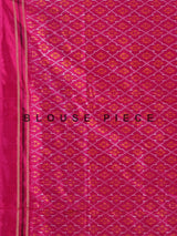 Cream pure hyderabadi patola silk saree with colorful motif border