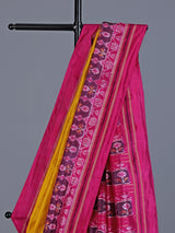 Mustard yellow pure hyderabadi patola silk saree with vibrant motif border