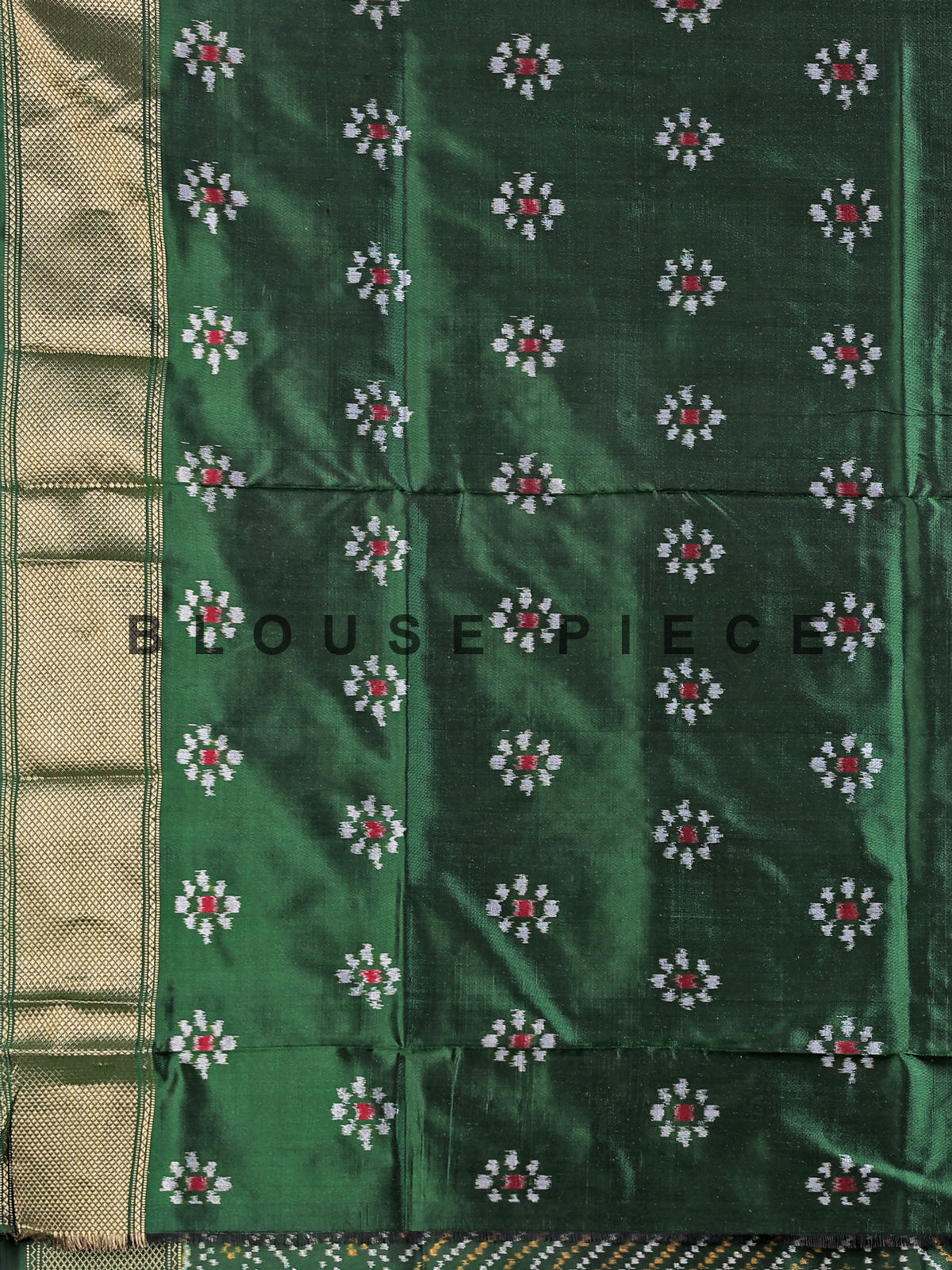 Dark green pure hyderabadi patola silk saree with zari border